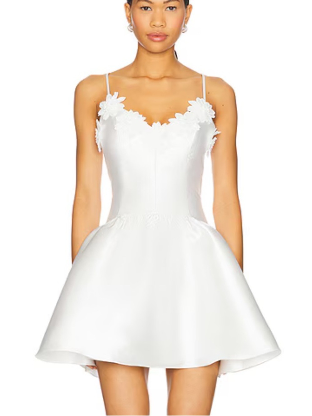 Lovers and Friends Julia Mini Dress White Floral Satin Fit & Flare Revolve XS